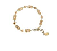 crayfomo New Chinese Style Enamel Bracelet with Lotus Pattern Retro Wrist Decoration