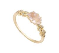 crayfomo Pink Crystal Ring Stylish Design Electroplated Finish Vintage-inspired Birthday Gift Suitable for Daily Gatherings and Parties Women's Jewellery