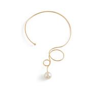 crayfomo Plain Circle Jewelry Women's Water Drop Imitation Pearl Fashion Punk Metal Collar