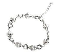 crayfomo Polished Heart Twist Link Chain Bracelet, Silver Tone Electroplated Adjustable 16cm 3cm Extension Wrist Chain Ideal For Adults Summer Daily Dating Office Vacation Wear