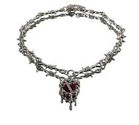 crayfomo Punk Love Thorn Necklace,Liquefied Thorn Heart Necklace, Suitable for Parties, Dance, Music Festival and Daily life