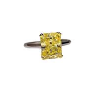 crayfomo Rectangular Yellow Diamond Ring,Adjustable Size Opening,Yellow Diamond Means Fortune,Fashionable Ladies Ring Suitable For Gifts