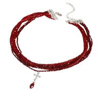 crayfomo Red Crystal Multi-Layer Cross Necklace, Punk Style, Micro-Inlaid Choker, Personalized Niche Clavicle Chain, Clothing Matching, Trendy Item, For Women