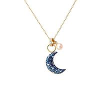 crayfomo Romantic Blue Moon Pearl Necklace, Light Luxury Ring Diamond Clavicle Chain, niche atmosphere accessory, suitable for mature women, daily commuting, dating and gift giving crowd.