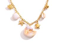 crayfomo Sea Shell Necklace for Women, Boho Layered Beaded Charm Pendant Necklace, Dainty Adjustable Pearl Conch Summer Beach Vacation Jewelry Gifts