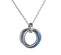 crayfomo Silver Blue Triple Interlocking Ring Pendant Necklace, Titanium Steel Multi Circle Link Necklaces for Men Women Fashion Jewelry