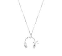 crayfomo Silver Headphone & Bow Pendant Necklace Music Lover's Dainty Chain Necklace Minimalist Accessory Suitable for Parties, Work and Daily Life