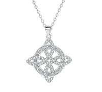 crayfomo Silver-Plated Celtic Knot Pendant Necklace - Sparkling Cubic Zirconia Irish Knot Jewelry, Timeless Statement Necklace for Women