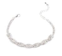 crayfomo Silver Rhinestone Bracelet for Women Sparkly Crystal Prom Wedding Bangle Fashion Stretch Bling Cubic Zirconia Tennis Bracelet for Bridal Party Jewelry