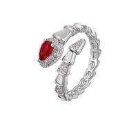 crayfomo Silver-Tone Snake Bone Open Ring-Adjustable CZ Pave Statement Ring, Lightweight 6 g, Trendy Stackable Finger Jewelry
