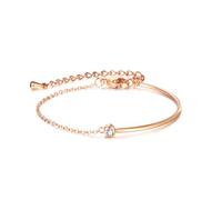 crayfomo Single Zircon Split Bangle Bracelet, Rose Gold Tone Electroplated Stainless Steel Adjustable 125mm 55mm Extension Wrist Chain Ideal For Adults Summer Daily Dating Office Casual Wear