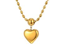 crayfomo Smooth Love Bead Chain Necklace Light Luxury Sweet Neck Accessories