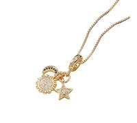 crayfomo Sun Moon Star Necklace Gold Plated Celestial Pendant for Women, Sun Chain Jewelry Gift for Everyday Boho Style and Gifting