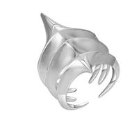 crayfomo Tibial Armor Inspired Ring, Men's Women's Textured Matte Sandblasted Metal Statement Ring, Adjustable Open Band Boho Punk Gothic Jewelry