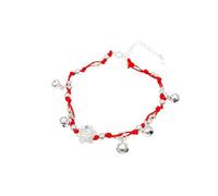 crayfomo Traditional Chinese Red String Bell Bracelet - Silver Lotus Flower Charm, Delicate Anklet for Good Luck & Fashion