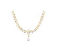 crayfomo Trendy Teardrop Zircon & Pearl Choker Necklace - Sparkling Cubic Zirconia Chain with Pearlescent Drop, Statement Celestial Jewelry