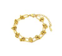 crayfomo Twisted Knot Paperclip Chain Bracelet, Gold Plated Waterproof Titanium Steel Thick Interlocking Link Adjustable Extension Wrist Jewelry For Street Hip Hop Outfits For Women