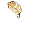 crayfomo Two-Tone Stainless Steel Open Cuff Bracelet, 18K Gold & Silver Plated Titanium Steel Bangle - Fade-Resistant Minimalist Jewelry-Hollowed-out feathers