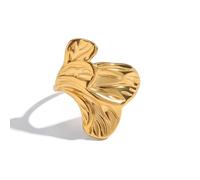 crayfomo Vintage Gold Leaf Art Ring Antique Botanical Artisan Accessory Gilded Foliage Art Ring Suitable for Festivals, Birthdays and Daily Life