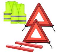 crayfomo Warning Triangles,2 Pcs Car Emergency Warning Triangle and 2 Pcs Reflective Safety Vest Kit,Foldable Reflective Safety Emergency Kit for Car Truck SUV