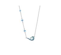 crayfomo Women's Blue Wave Necklace, Diamond-Embedded Gradient Wave Choker, Daily Commute Fresh Accessories, Birthday/Valentine's Day Gift for Girlfriend