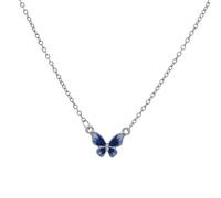 crayfomo Women's Butterfly Pendant Necklace, Gradient Blue, Shining Zirconia Everyday Accessory, Elegant Artistic Jewelry Gift for Her