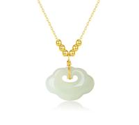 crayfomo Women's Gold Jade Pendant Necklace, Copper Peace Lock Choker, Daily Commute Chinese Style Accessories, Birthday/Valentine's Day Gift for Girlfriend