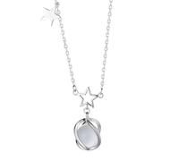 crayfomo Women's Romantic Star & Cat's Eye Pendant Necklace, Delicate Silver Tone Choker, Gift for Birthday & Valentine's Day, Daily Wear