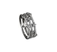 crayfomo Women's Silver-Tone Star & Crystal Multi-Band Ring: Layered Star Design, Sparkling Micro-Paved Crystals, Edgy Chic Style