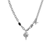 crayfomo Y2k Irregular Starlight Necklace Silver Starlight Pendant Charm Necklace Fashion Collarbone Chain Gothic Choker Design Jewelry for Women Men