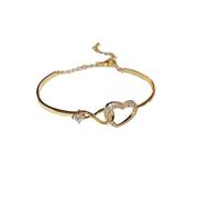 crayfomo Zircon Inlaid Heart-shaped Bracelet with Adjustable Pull-out Design, Gentle Bracelet, Suitable for Dating, Parties, and Gift Giving