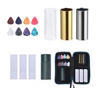Craymin Guitar Slide Instrument with Glass and Metal Slides, 8 Picks, 3 Adhesive Wraps, All in One Case for Guitar, Bass Strings