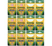 Crayola 144 Chalk Sticks, 6 White + 6 Colored Boxes, 12 Sticks Per Box