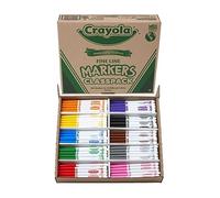 CRAYOLA 58-8210 Pack of 200 Markers Black, Brown, Green, Grey, Orange, Pink, Red, Purple, Yellow