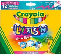 CRAYOLA 54-1066 Children's Washable Paint Set with Brush, Assorted Colours, Set of 12 Colours, 1 Palette, 1 Brush, Resealable and Refillable Tempera Jars