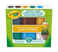 CRAYOLA 6 Acrylic Tempera Paints, Sunset Colours in Resealable Jars Ready to Use for School and Leisure Earth Colours /