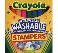 CRAYOLA 8-Ultra Clean Marker Stampers | 8 couleurs, Pointe pochoir avec 8 sujets sympathiques, Encres à formule ultra-lavable