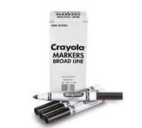 Crayola Broad Line Markers - Black (12ct) Markers for Kids Bulk School Supplies for Teachers Nontoxic Marker Refill with Reusable Box
