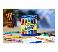 CRAYOLA Clicks Marker Pens - 10 Pack Retractable Washable Capless Marker Colouring Pens 2 in 1 Conical Tip for Thin and Thick Lines for School Home a