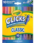Crayola Clicks Retractable Tip Markers (10ct), Washable Cone Tip Art Marker Set,