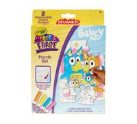 Crayola Color & Erase Bluey Puzzle Set 12 Color in Puzzle Pieces Reusable Double Sided Kids Puzzle Bluey Gift for Kids 3+