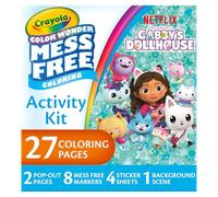 CRAYOLA Color Wonder Gabby's Dollhouse Activity Kit, Mess Free Coloring, 8 Markers, 27 Coloring Pages, 4 Metallic Stickers, Gifts, 3+