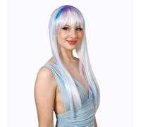 Crayola Colour-Me Wig and Includes 3 Washable Non-Toxic Markers & Wig Stand | Washable, Reusable & Heat-Resistant DIY Wig for Cosplay, Parties & Creative Projects (White Glamour Crayola Wig Set)