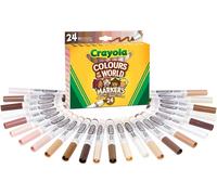 CRAYOLA 58-7804 Washable Maxi Tip Markers, Pack of 24, Assorted Represent The Skin Colour of People Around The World, No Color, 24 Count (Pack of 1)