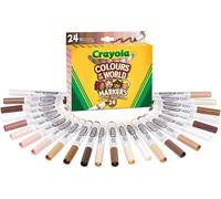 CRAYOLA 58-7804 Washable Maxi Tip Markers, Pack of 24, Assorted Represent The Skin Colour of People Around The World, No Color, 24 Count (Pack of 1)