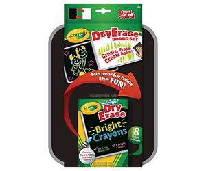CRAYOLA Dual-Sided Board & Washable Dry-Erase Crayons - Assorted Colours (Pack of 8) | White & Black Boards So You Can Experiment with Colour | Ideal for Kids Aged 4+