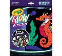Crayola Glow Fusion - Deep Sea Critters (12pcs) Glow in the Dark Markers Sea Creature Coloring Pages Gift for Boys & Girls Ages 8+