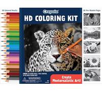 Crayola HD Coloring Kit, 30 Colored Pencils & 20 Premium Coloring Pages, Gift