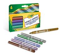 CRAYOLA Metallic Markers - Assorted Colours (Pack of 6) | Unique Colours that Shimmer Just Like Real Metal! | Kids Arts & Crafts | Ideal for Kids Aged 3+