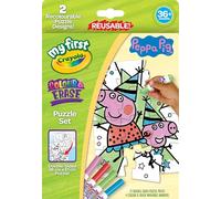 Crayola My First Colour & Erase Puzzle Set - Peppa Pig | With 12 Double-Sided Puzzle Pieces & 4 Washable Markers | Reusable Puzzle Kit for Kids Ages 3+